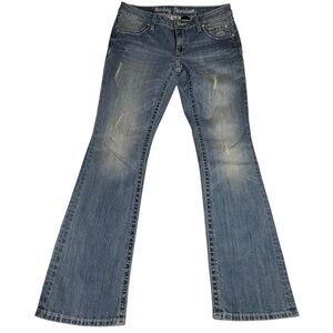 NWOT Harley-Davidson Women’s Size 6 Denim Jeans Fading Bootcut Rhinestones Studs